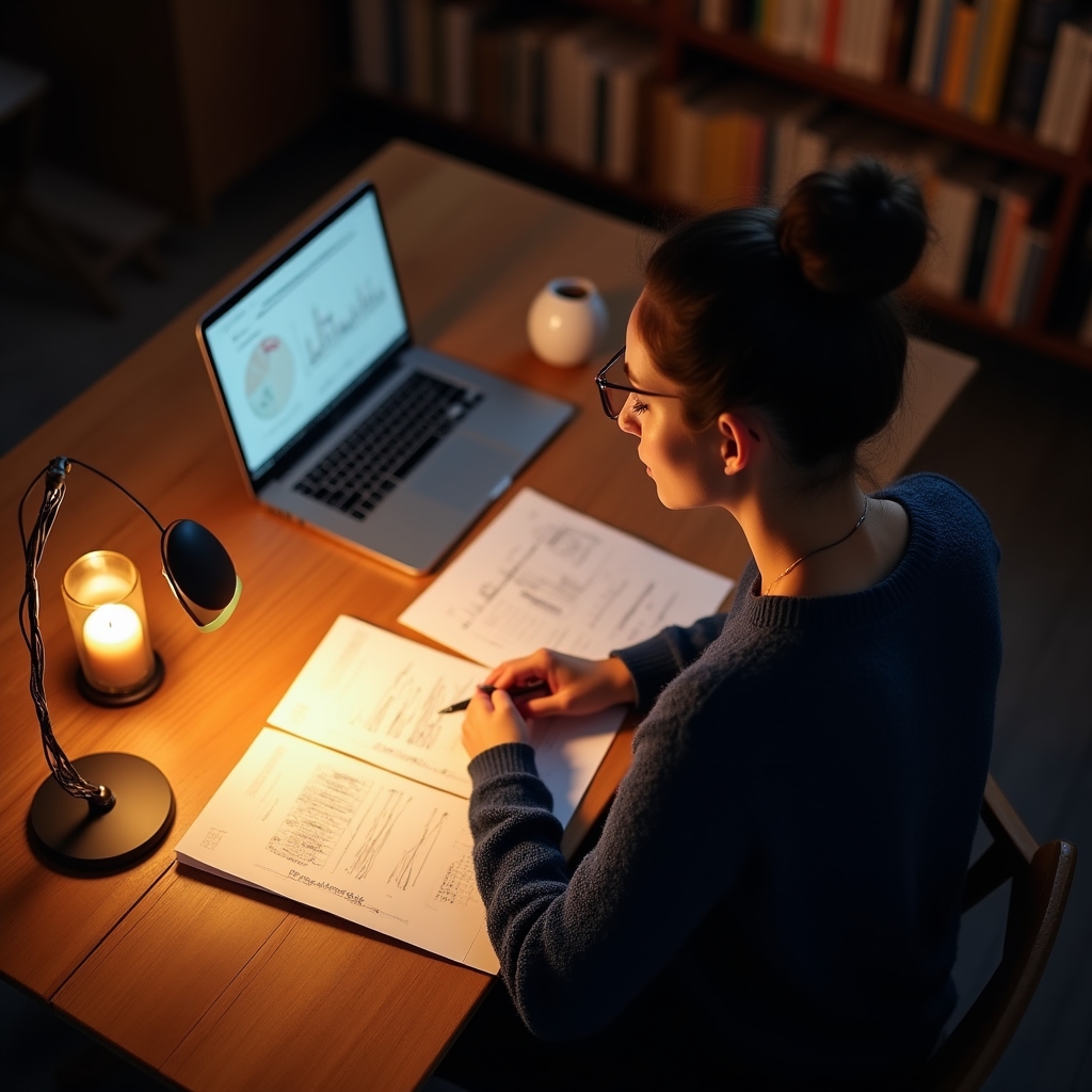 Schreibtisch mit Dateiordnern und Laptop bei der Datenüberprüfung